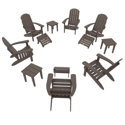 Cape Classic Adirondack, Side Table and Ottoman 12 pc Set Kitted Set Bahia Verde Outdoors Mangrove Brown 