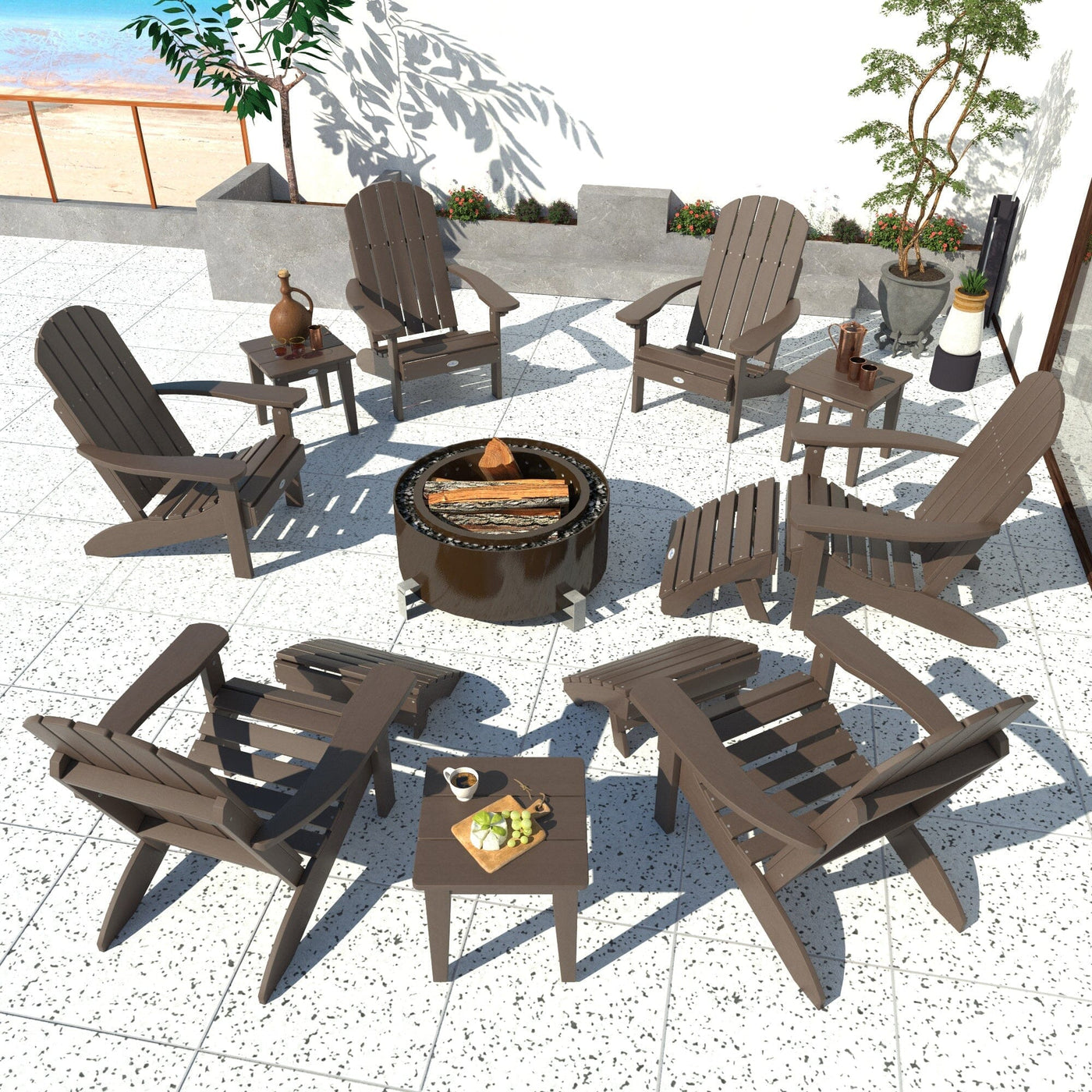 Cape Classic Adirondack, Side Table and Ottoman 12 pc Set Kitted Set Bahia Verde Outdoors 