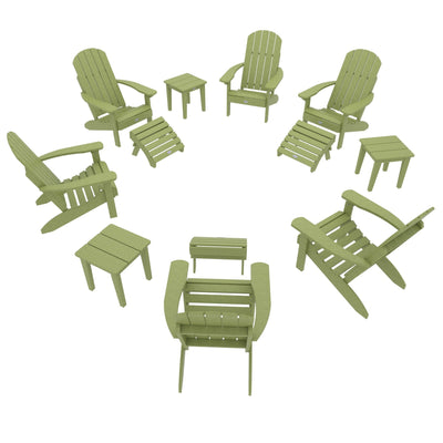 Cape Classic Adirondack, Side Table and Ottoman 12 pc Set Kitted Set Bahia Verde Outdoors Palm Green 