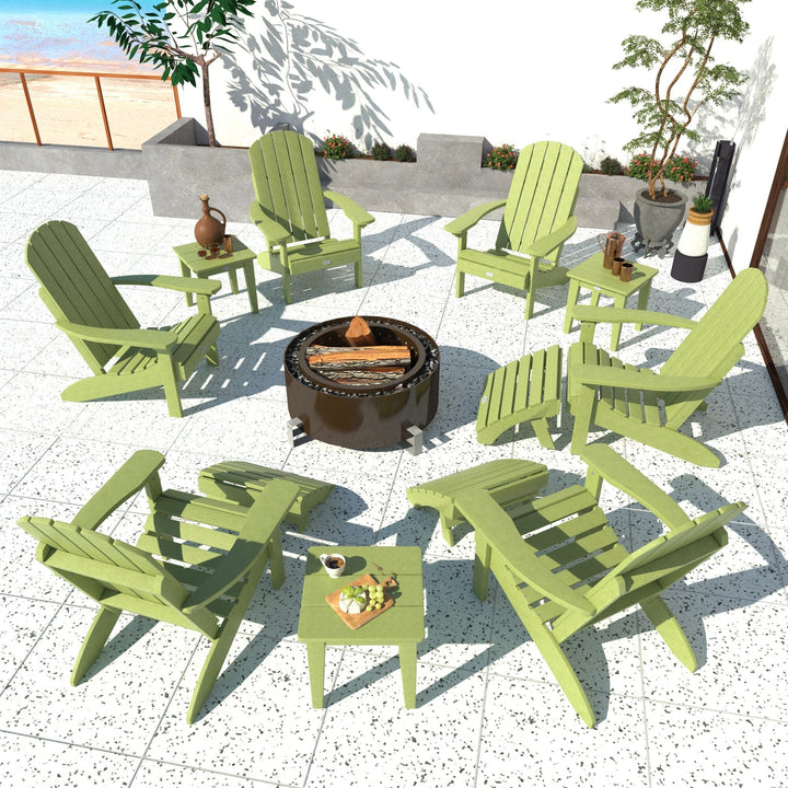 Cape Classic Adirondack, Side Table and Ottoman 12 pc Set Kitted Set Bahia Verde Outdoors 