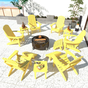 Cape Classic Adirondack, Side Table and Ottoman 12 pc Set Kitted Set Bahia Verde Outdoors 