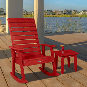 Riverside Rocking Chair and Side Table 2pc Set Kitted Set Bahia Verde Outdoors 