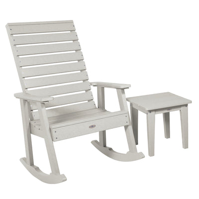 Riverside Rocking Chair and Side Table 2pc Set Kitted Set Bahia Verde Outdoors Cove Gray 