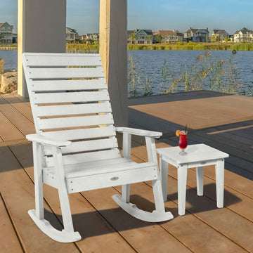 Riverside Rocking Chair and Side Table 2pc Set Kitted Set Bahia Verde Outdoors 