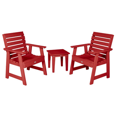 Two Riverside Garden Chairs and Side Table Set Kitted Set Bahia Verde Outdoors Boathouse Red 
