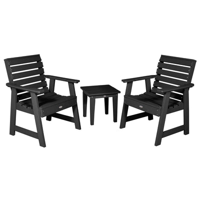 Two Riverside Garden Chairs and Side Table Set Kitted Set Bahia Verde Outdoors Black Sand 