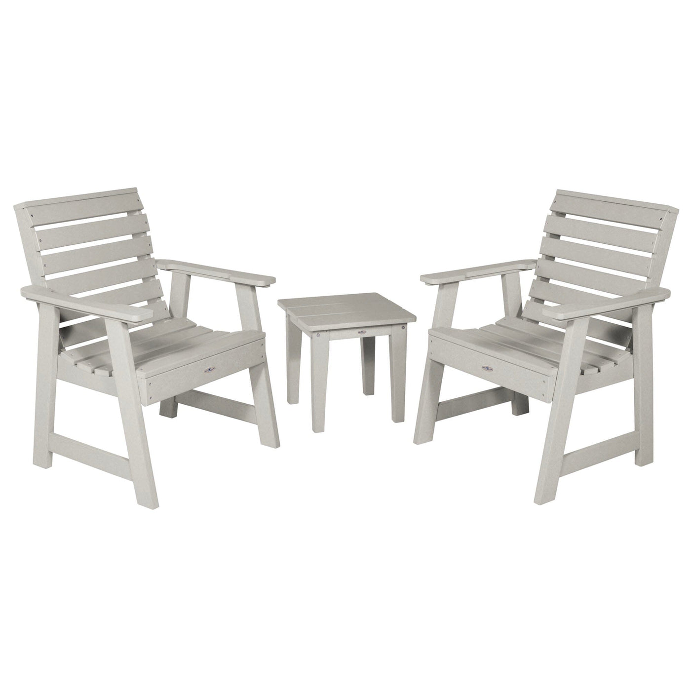 Two Riverside Garden Chairs and Side Table Set Kitted Set Bahia Verde Outdoors Cove Gray 