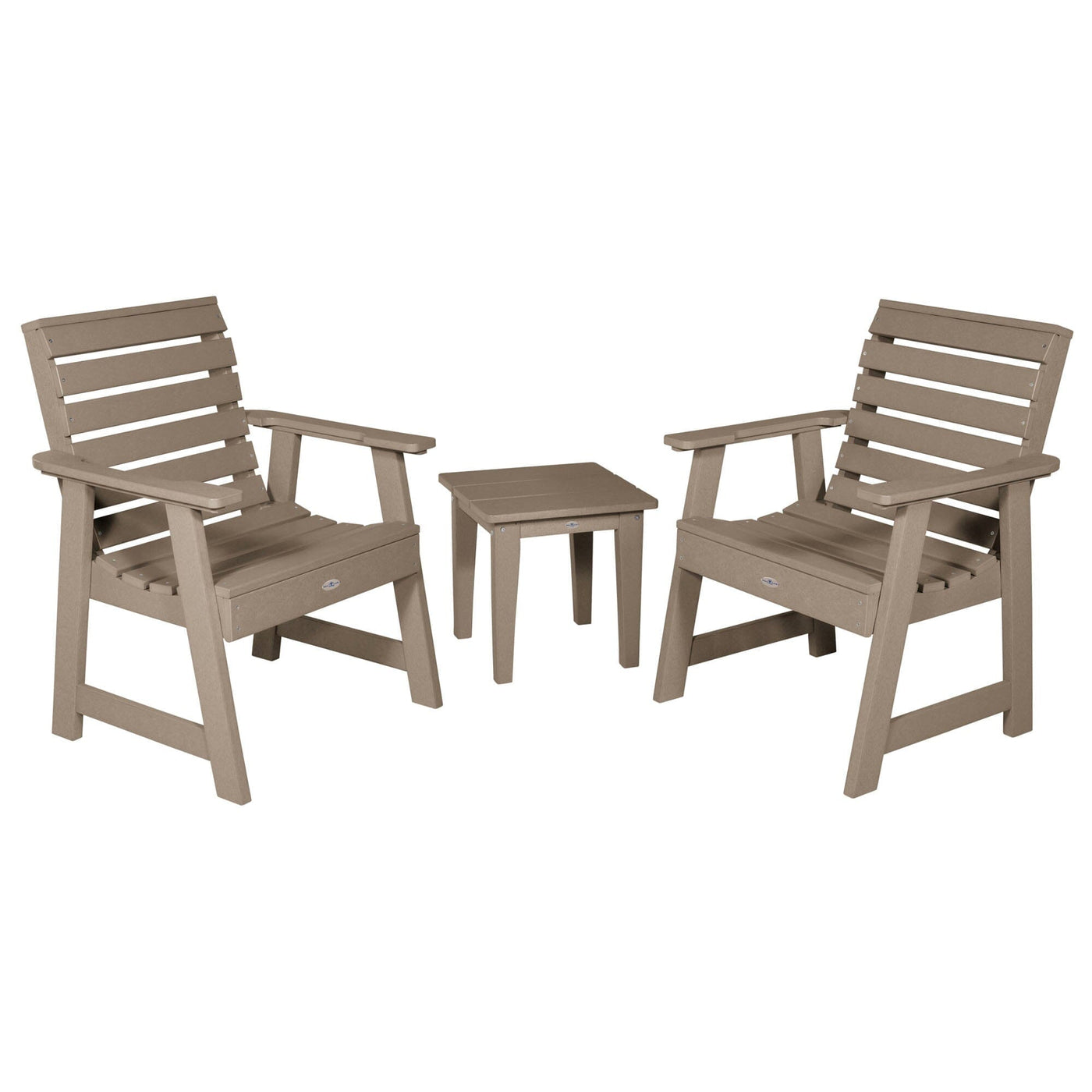 Two Riverside Garden Chairs and Side Table Set Kitted Set Bahia Verde Outdoors Cabana Tan 