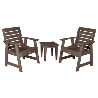 Two Riverside Garden Chairs and Side Table Set Kitted Set Bahia Verde Outdoors Mangrove Brown 