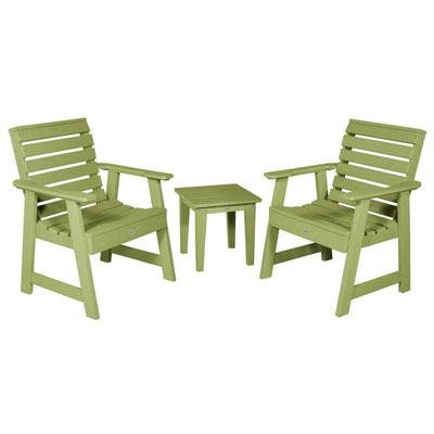 Two Riverside Garden Chairs and Side Table Set Kitted Set Bahia Verde Outdoors Palm Green 