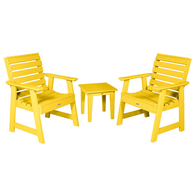 Two Riverside Garden Chairs and Side Table Set Kitted Set Bahia Verde Outdoors Sunbeam Yellow 