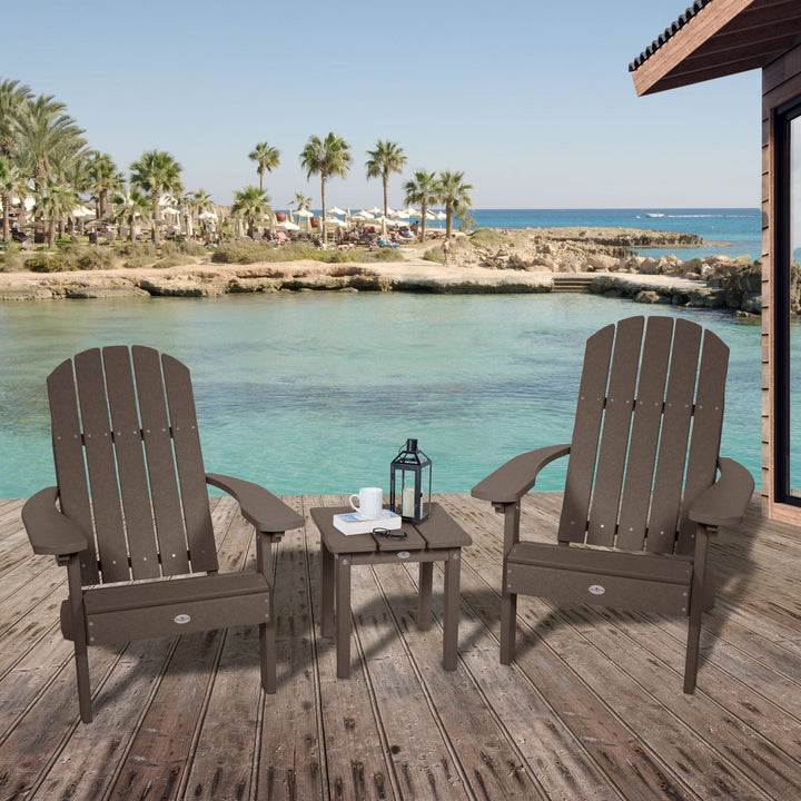 Two Cape Classic Adirondack Chairs and Side Table Set Kitted Set Bahia Verde Outdoors 
