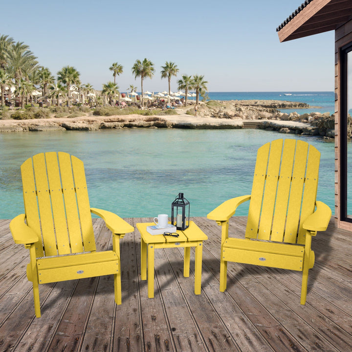 Two Cape Classic Adirondack Chairs and Side Table Set Kitted Set Bahia Verde Outdoors 