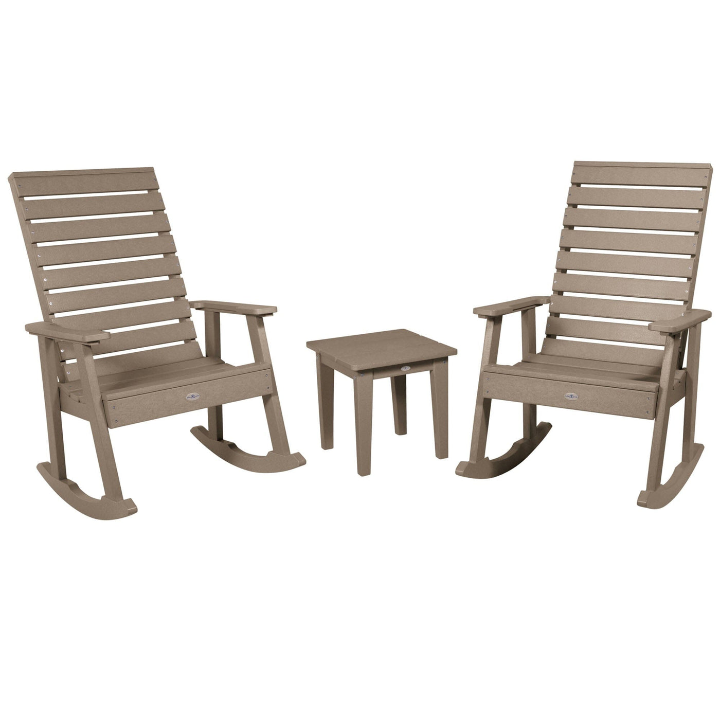 Riverside Rocking Chair and Side Table 3pc Set Kitted Set Bahia Verde Outdoors Cabana Tan 