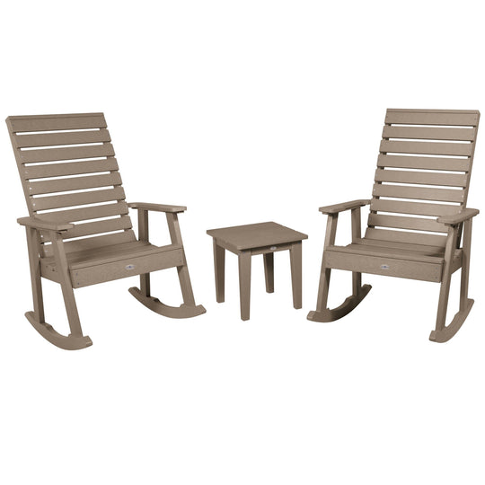Riverside Rocking Chair and Side Table 3pc Set Kitted Set Bahia Verde Outdoors Cabana Tan 