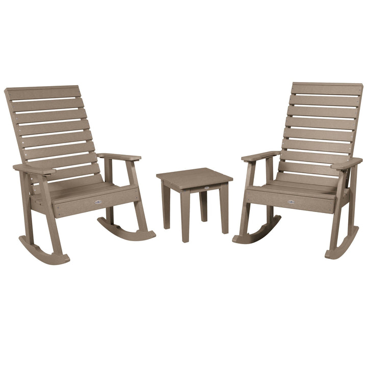 Riverside Rocking Chair and Side Table 3pc Set Kitted Set Bahia Verde Outdoors Cabana Tan 