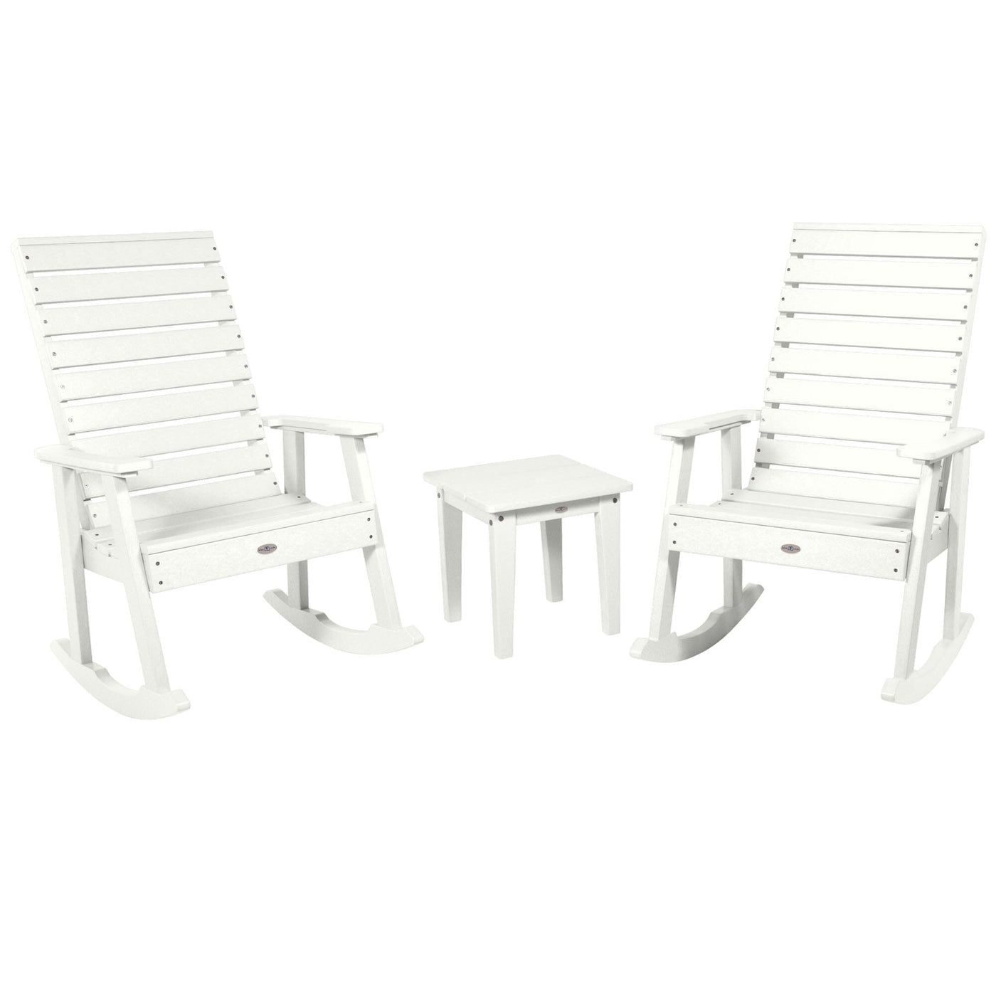 Riverside Rocking Chair and Side Table 3pc Set Kitted Set Bahia Verde Outdoors Coconut White 