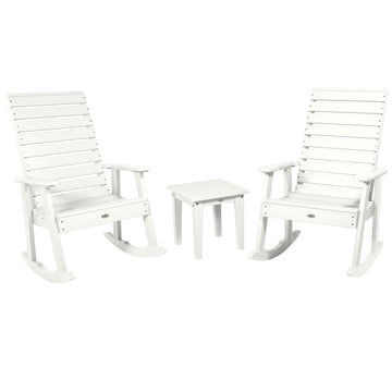 Riverside Rocking Chair and Side Table 3pc Set Kitted Set Bahia Verde Outdoors Coconut White 