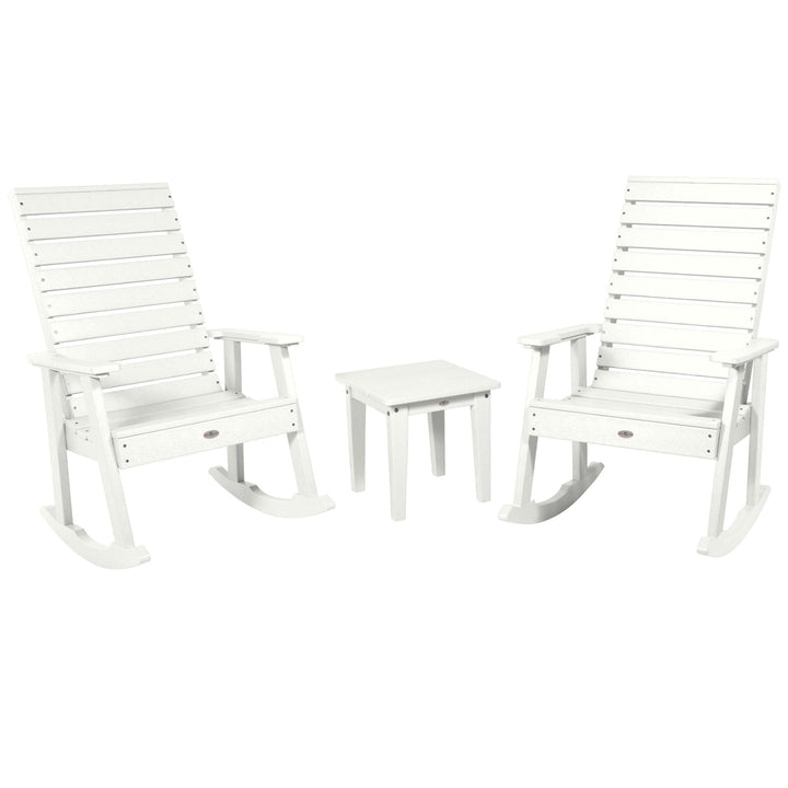 Riverside Rocking Chair and Side Table 3pc Set Kitted Set Bahia Verde Outdoors Coconut White 