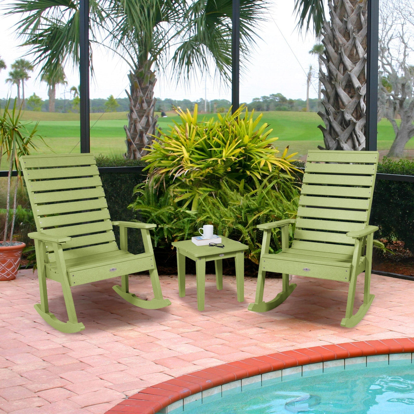Riverside Rocking Chair and Side Table 3pc Set Kitted Set Bahia Verde Outdoors 