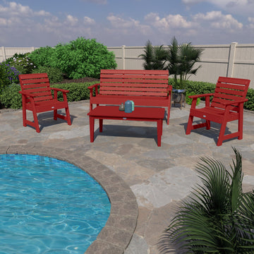 Riverside Garden Bench 5ft, 2 Garden Chairs and Conversation Table Set Kitted Set Bahia Verde Outdoors 