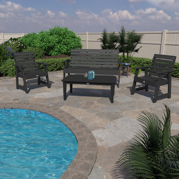 Riverside Garden Bench 5ft, 2 Garden Chairs and Conversation Table Set Kitted Set Bahia Verde Outdoors 