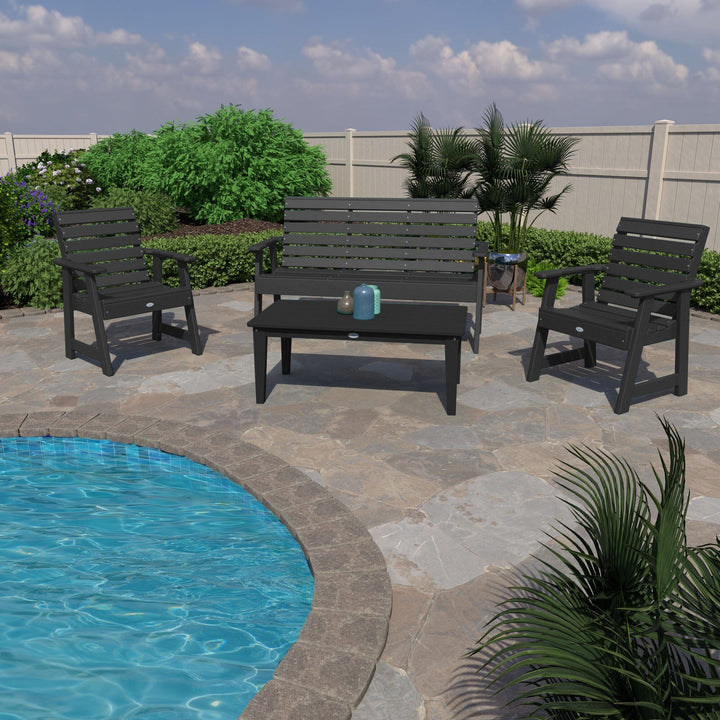 Riverside Garden Bench 5ft, 2 Garden Chairs and Conversation Table Set Kitted Set Bahia Verde Outdoors 