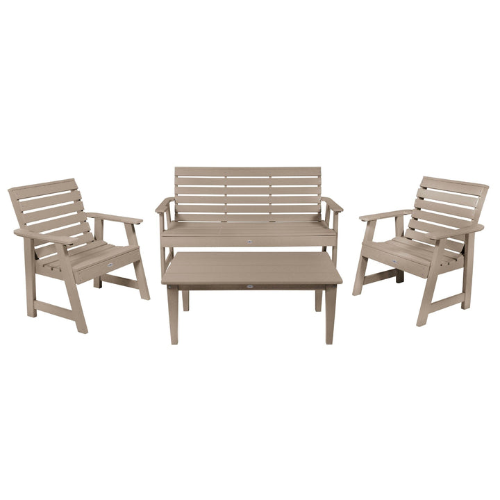 Riverside Garden Bench 5ft, 2 Garden Chairs and Conversation Table Set Kitted Set Bahia Verde Outdoors Cabana Tan 