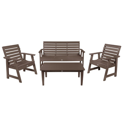 Riverside Garden Bench 5ft, 2 Garden Chairs and Conversation Table Set Kitted Set Bahia Verde Outdoors Mangrove Brown 