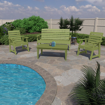 Riverside Garden Bench 5ft, 2 Garden Chairs and Conversation Table Set Kitted Set Bahia Verde Outdoors 