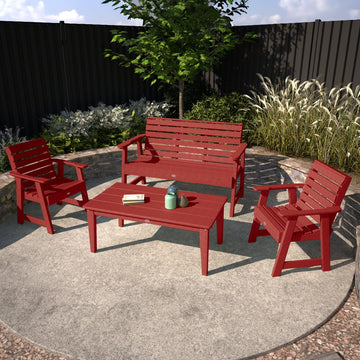 Riverside Garden Bench 4ft, 2 Garden Chairs, and Conversation Table Set Kitted Set Bahia Verde Outdoors 