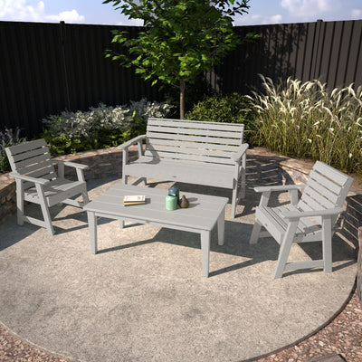 Riverside Garden Bench 4ft, 2 Garden Chairs, and Conversation Table Set Kitted Set Bahia Verde Outdoors 