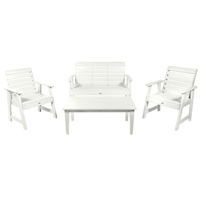 Riverside Garden Bench 4ft, 2 Garden Chairs, and Conversation Table Set Kitted Set Bahia Verde Outdoors Coconut White 
