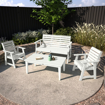 Riverside Garden Bench 4ft, 2 Garden Chairs, and Conversation Table Set Kitted Set Bahia Verde Outdoors 