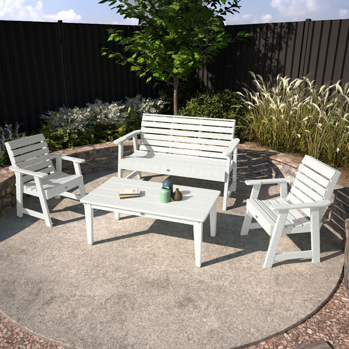 Riverside Garden Bench 4ft, 2 Garden Chairs, and Conversation Table Set Kitted Set Bahia Verde Outdoors 