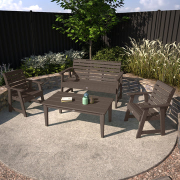 Riverside Garden Bench 4ft, 2 Garden Chairs, and Conversation Table Set Kitted Set Bahia Verde Outdoors 