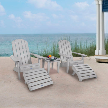 Two Cape Classic Adirondack Chairs, Side Table and Ottoman 5 pc Set Kitted Set Bahia Verde Outdoors 