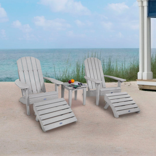 Two Cape Classic Adirondack Chairs, Side Table and Ottoman 5 pc Set Kitted Set Bahia Verde Outdoors 