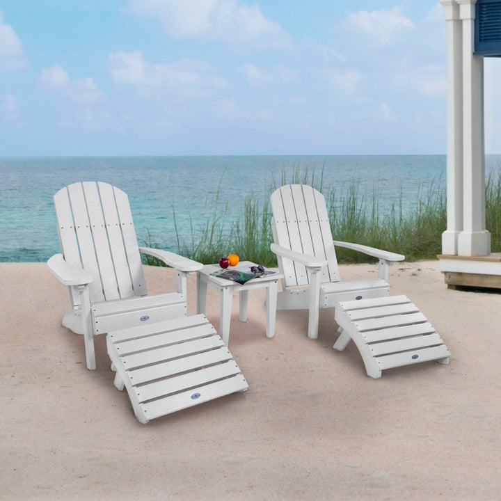 Two Cape Classic Adirondack Chairs, Side Table and Ottoman 5 pc Set Kitted Set Bahia Verde Outdoors 