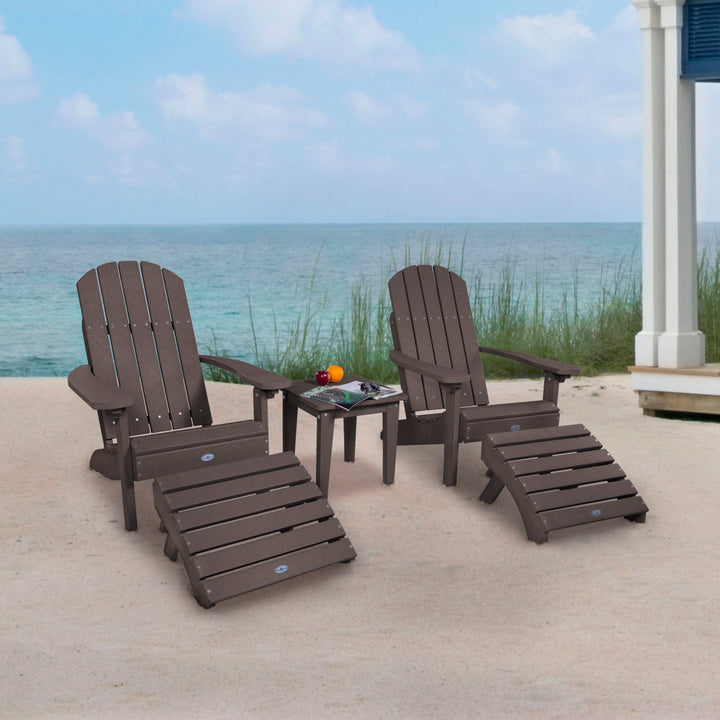 Two Cape Classic Adirondack Chairs, Side Table and Ottoman 5 pc Set Kitted Set Bahia Verde Outdoors 