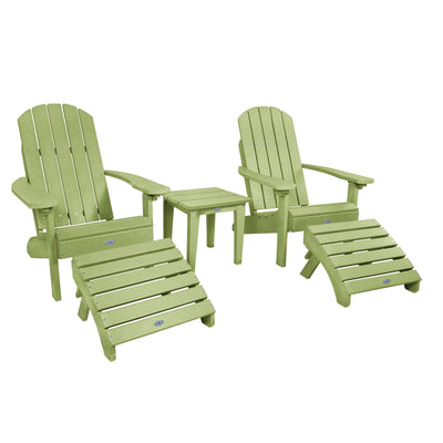 Two Cape Classic Adirondack Chairs, Side Table and Ottoman 5 pc Set Kitted Set Bahia Verde Outdoors Palm Green 