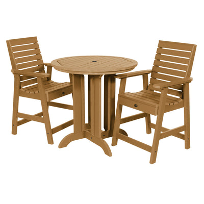 Glennville 3pc Round Counter Dining Set Dining Sequoia Professional Toffee 