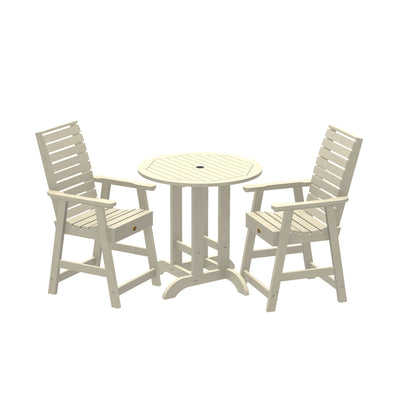 Glennville 3pc Round Counter Dining Set Dining Sequoia Professional Whitewash 
