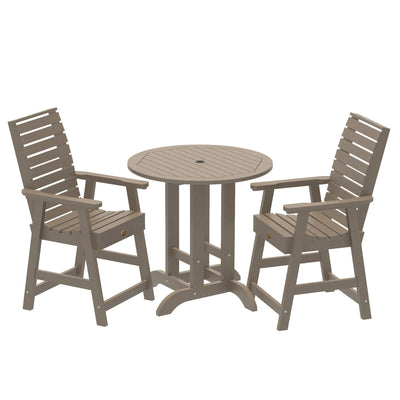 Glennville 3pc Round Counter Dining Set Dining Sequoia Professional Woodland Brown 
