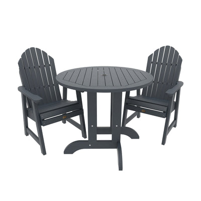 Commercial Grade 3 Pc Muskoka Adirondack Bistro Dining Set with 36” Table Kitted Sets Sequoia Professional Federal Blue 