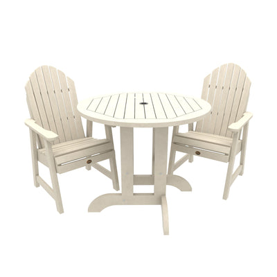 Commercial Grade 3 Pc Muskoka Adirondack Bistro Dining Set with 36” Table Kitted Sets Sequoia Professional Whitewash 