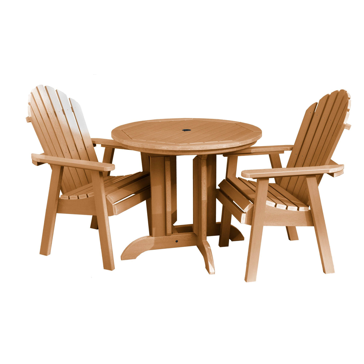Commercial Grade 3 Pc Muskoka Adirondack Bistro Dining Set with 36” Table Sequoia Professional Toffee 