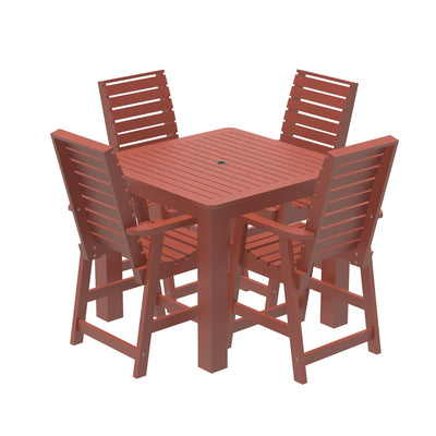 Glennville 5pc Square Counter Dining Set Dining Sequoia Professional Rustic Red 