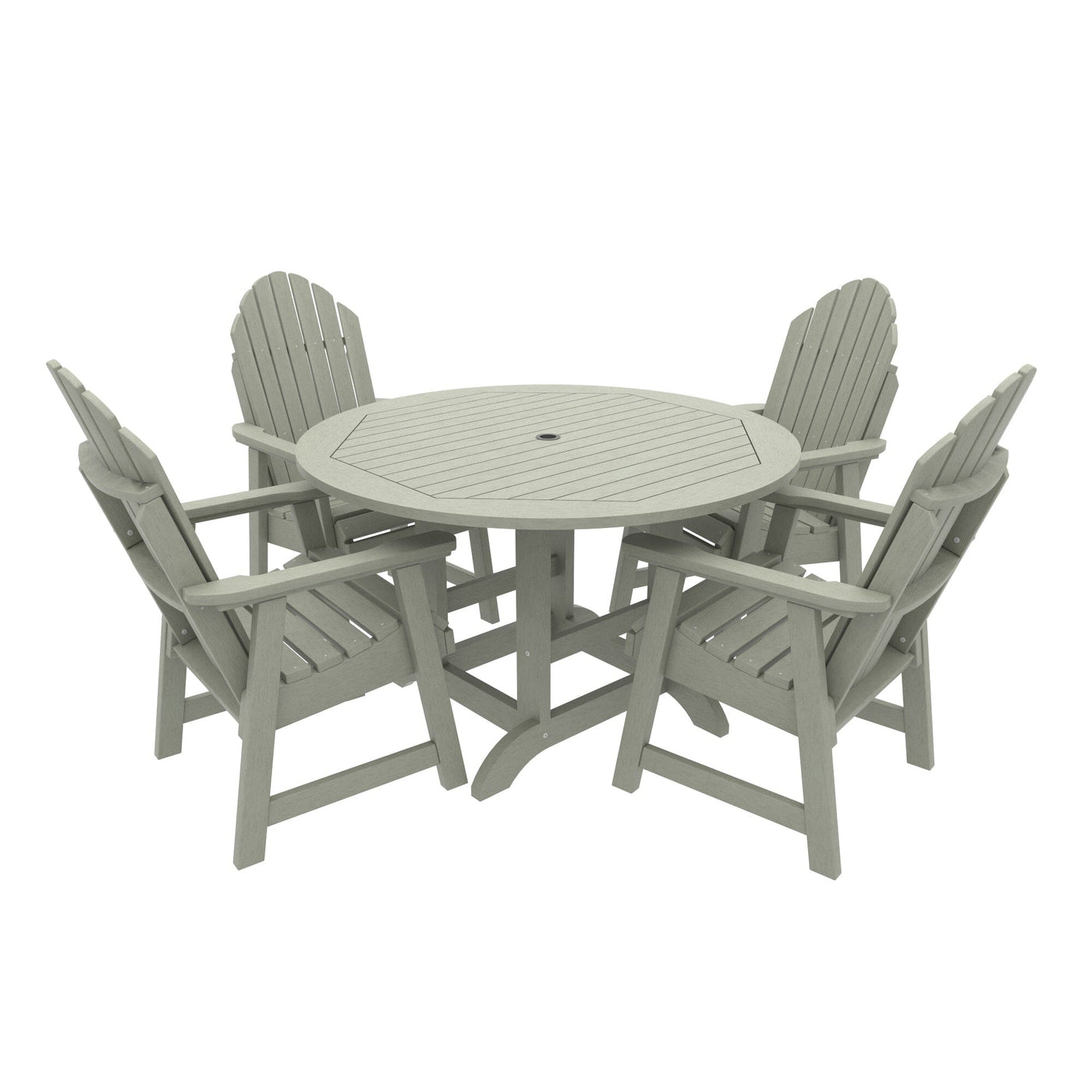 Commercial Grade 5 Pc Muskoka Adirondack Dining Set with 48” Table Kitted Sets Sequoia Professional Eucalyptus 