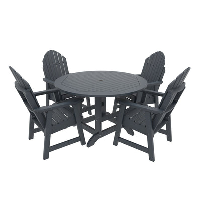 Commercial Grade 5 Pc Muskoka Adirondack Dining Set with 48” Table Kitted Sets Sequoia Professional Federal Blue 